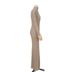 FENDI フェンディ / 美品 2018 カラーブロックモチーフ シルクニット マキシ丈 ワンピース / size 38 (BEIGE)