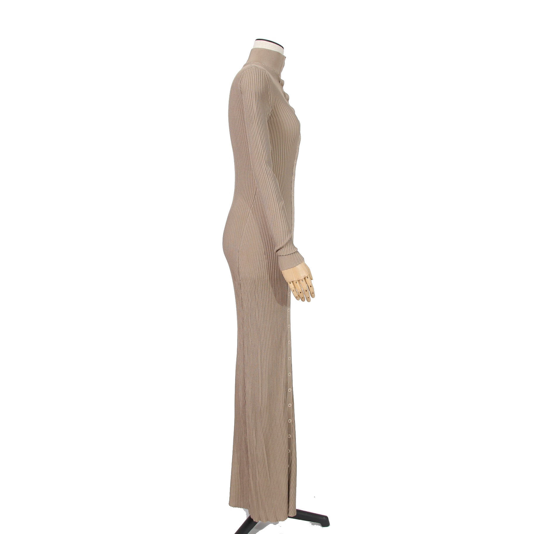FENDI フェンディ / 美品 2018 カラーブロックモチーフ シルクニット マキシ丈 ワンピース / size 38 (BEIGE)