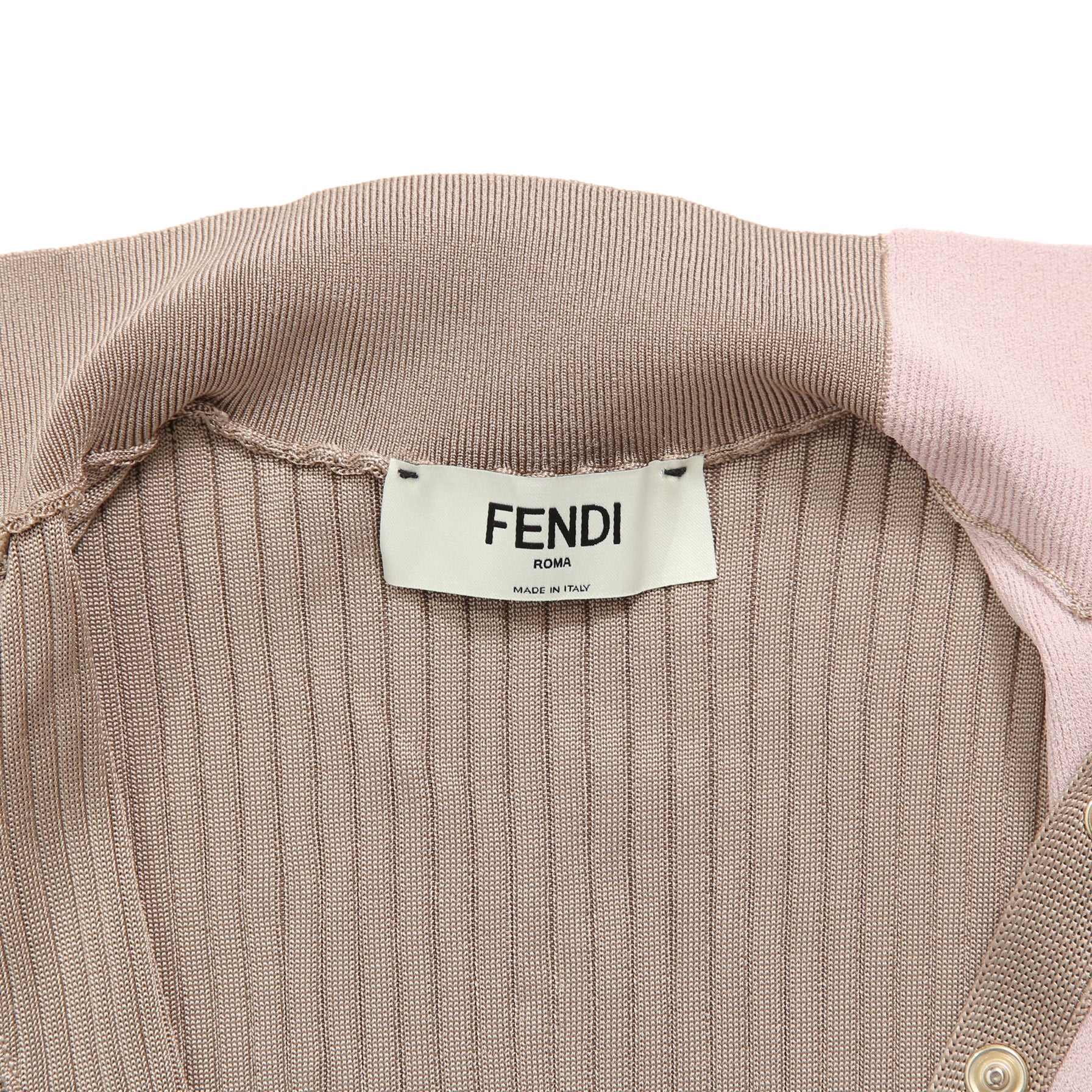 FENDI フェンディ / 美品 2018 カラーブロックモチーフ シルクニット マキシ丈 ワンピース / size 38 (BEIGE)