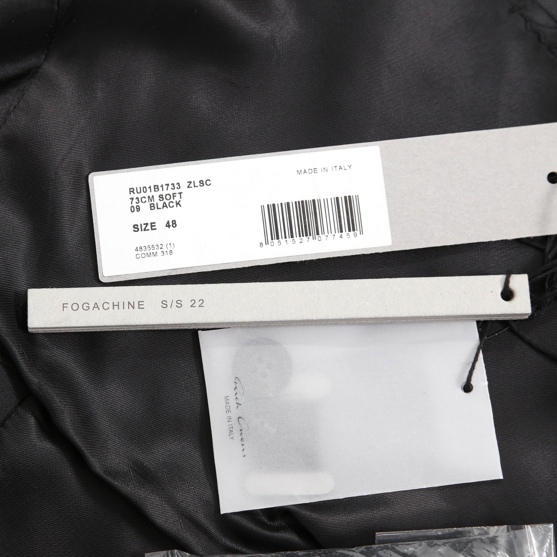 希少 RICK OWENS リックオウエンス / 22SS 美品 73cm SOFT BLEZER / RU01B1733 ZLSC / size 48 (BLACK)