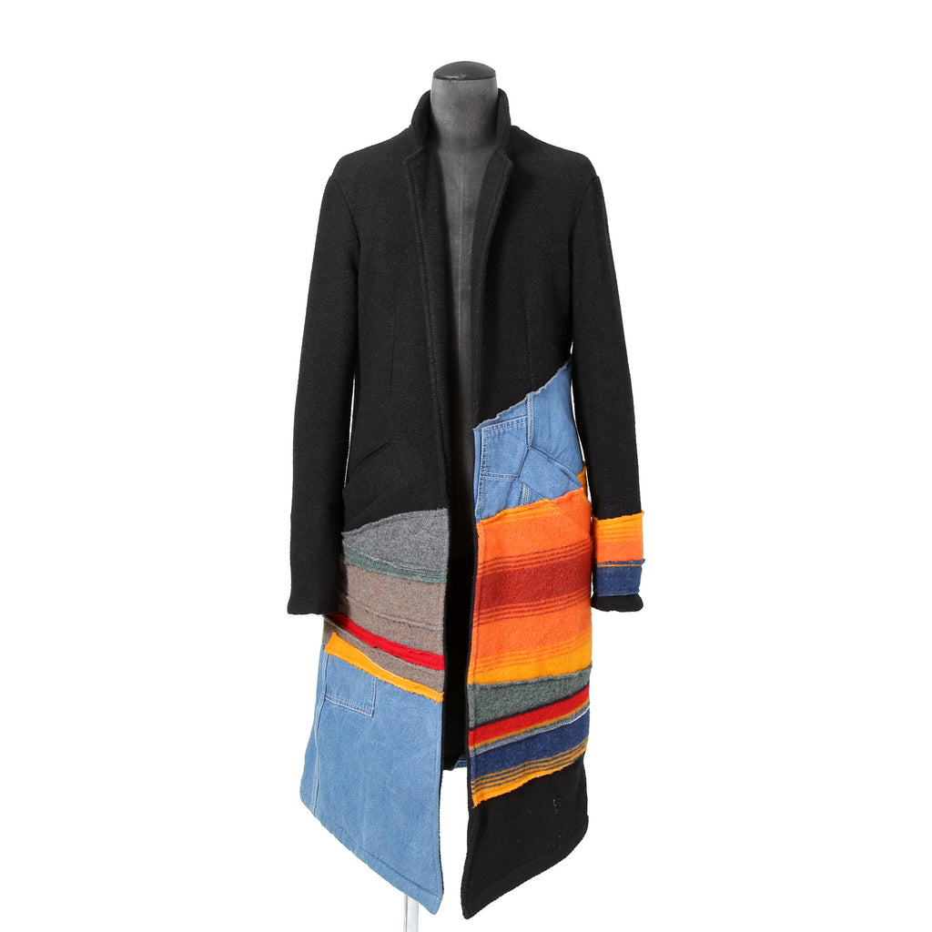 Greg Lauren グレッグ ローレン / 美品 MIXED BLANCKET TOP COAT / size 2 (BLACK)