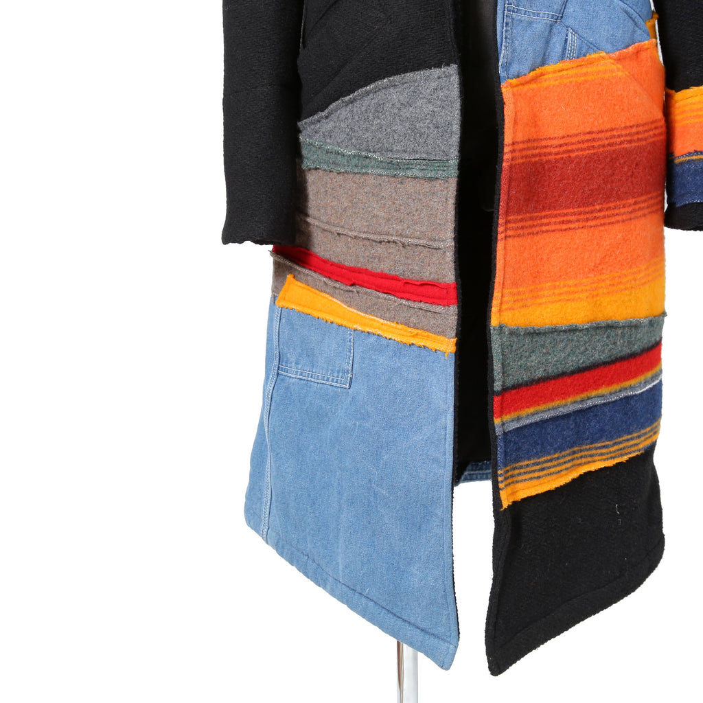 Greg Lauren グレッグ ローレン / 美品 MIXED BLANCKET TOP COAT / size 2 (BLACK)