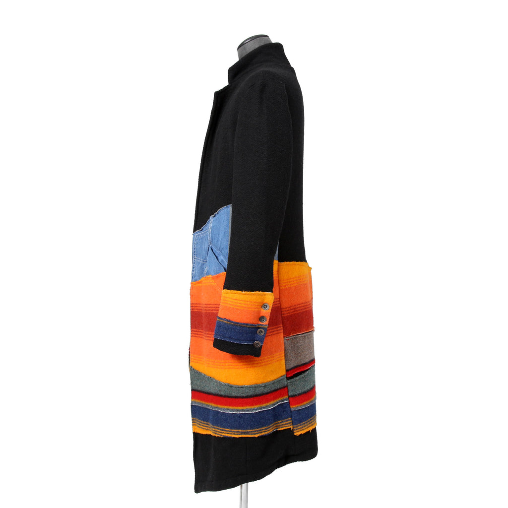 Greg Lauren グレッグ ローレン / 美品 MIXED BLANCKET TOP COAT / size 2 (BLACK)