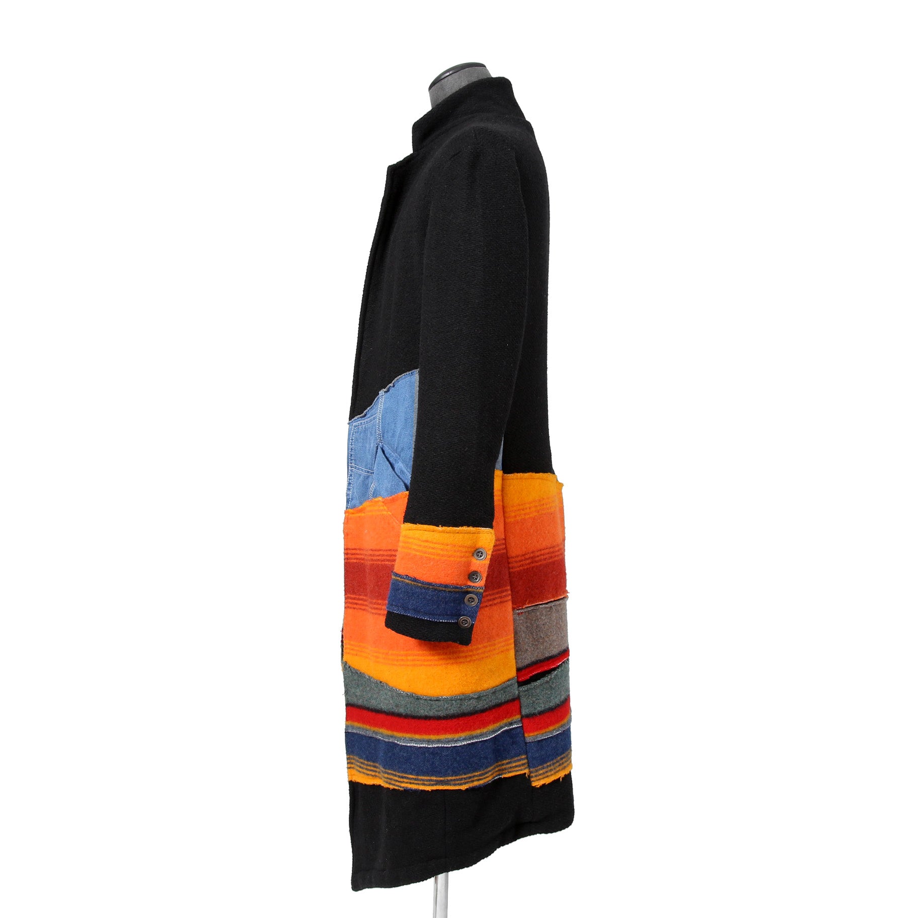 Greg Lauren グレッグ ローレン / 美品 MIXED BLANCKET TOP COAT / size 2 (BLACK)