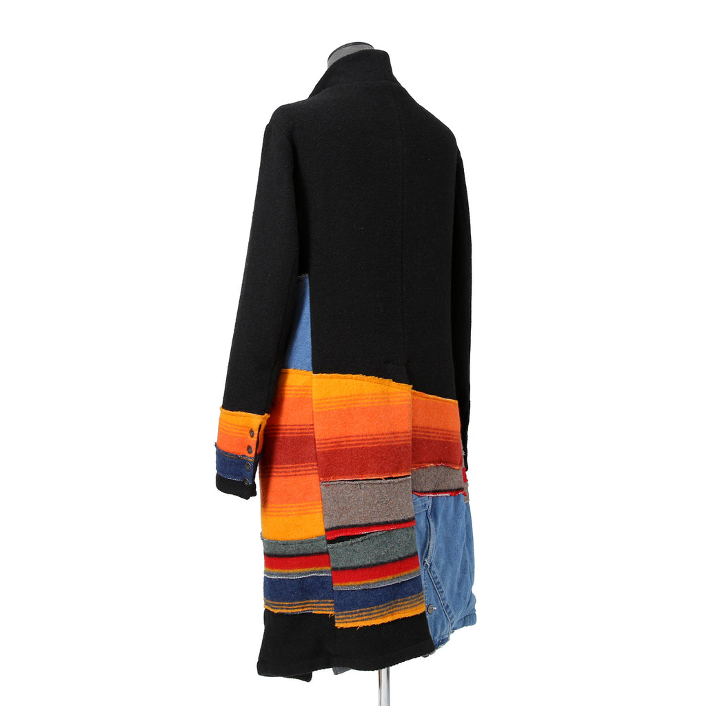 Greg Lauren グレッグ ローレン / 美品 MIXED BLANCKET TOP COAT / size 2 (BLACK)