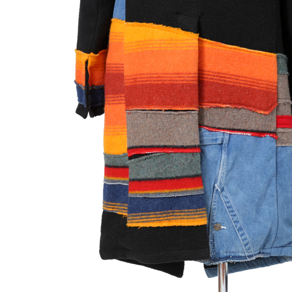 Greg Lauren グレッグ ローレン / 美品 MIXED BLANCKET TOP COAT / size 2 (BLACK)