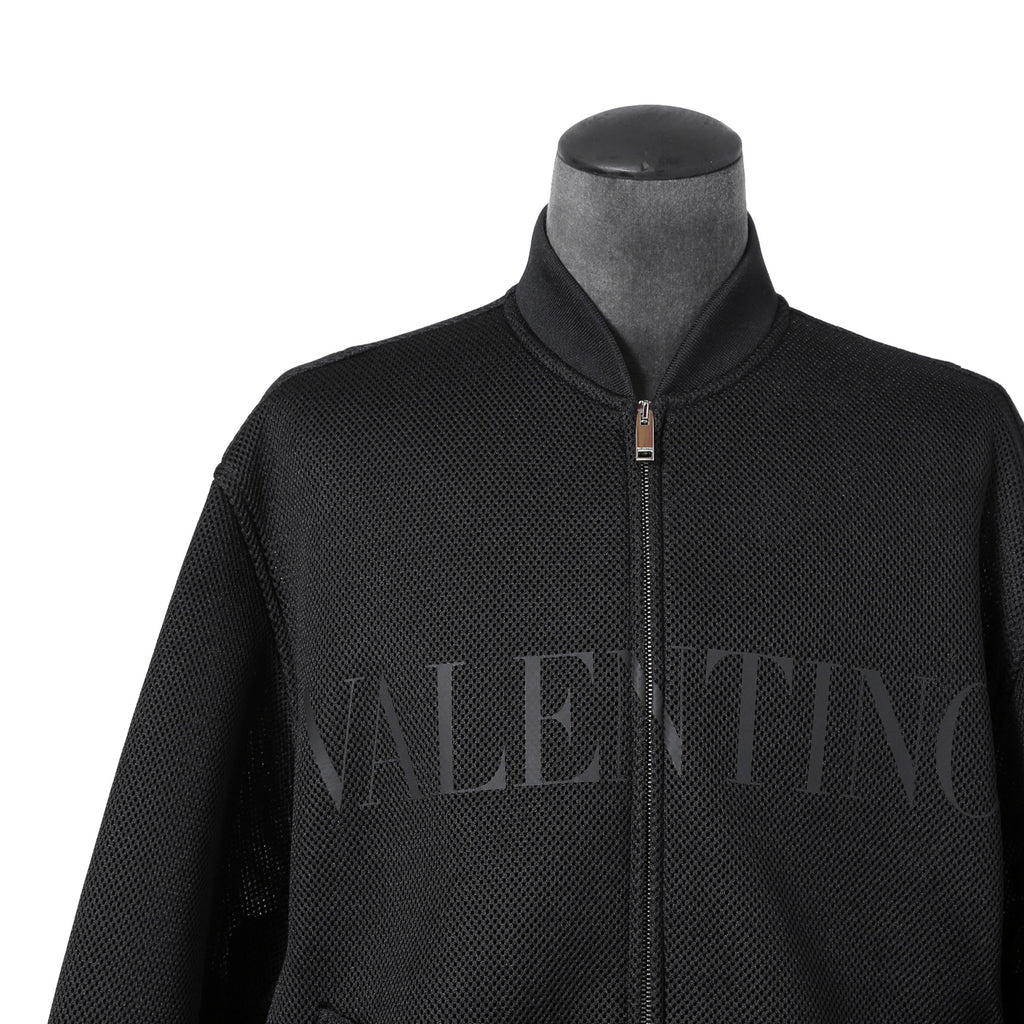 VALENTINO GARAVANI ヴァレンティノ ガラヴァーニ / 21AW 美品 ブラックメッシュ ロゴプリント ルーズフィット ボンバージャケット/ WV0CIK407VH / size 44 (BLACK)