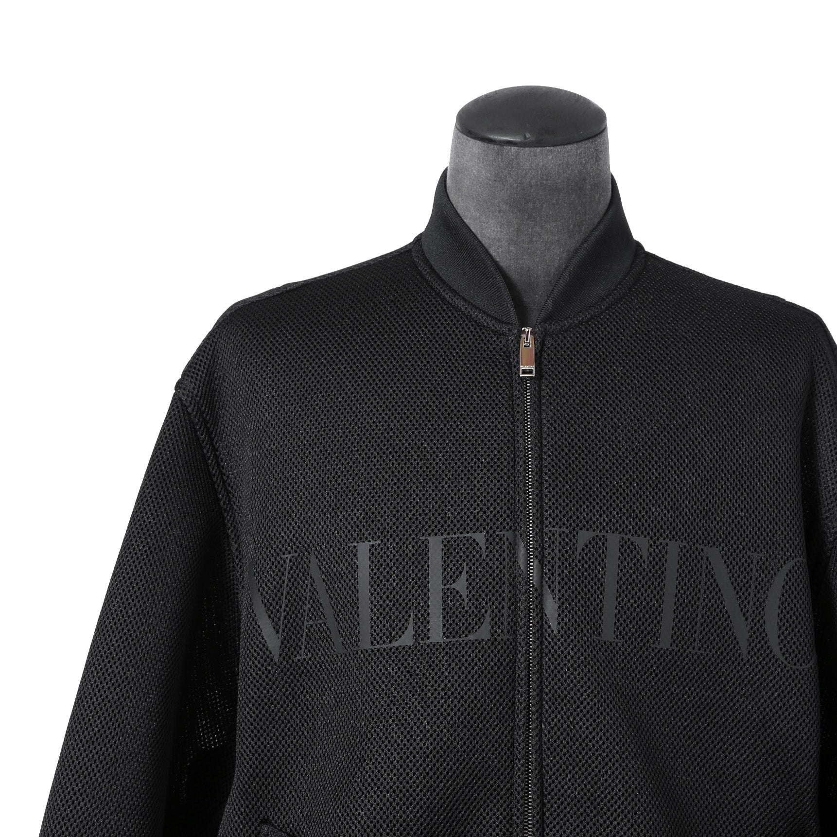 VALENTINO GARAVANI ヴァレンティノ ガラヴァーニ / 21AW 美品 ブラックメッシュ ロゴプリント ルーズフィット ボンバージャケット/ WV0CIK407VH / size 44 (BLACK)