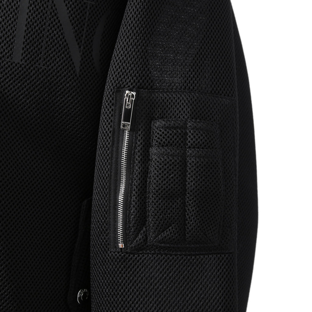 VALENTINO GARAVANI ヴァレンティノ ガラヴァーニ / 21AW 美品 ブラックメッシュ ロゴプリント ルーズフィット ボンバージャケット/ WV0CIK407VH / size 44 (BLACK)