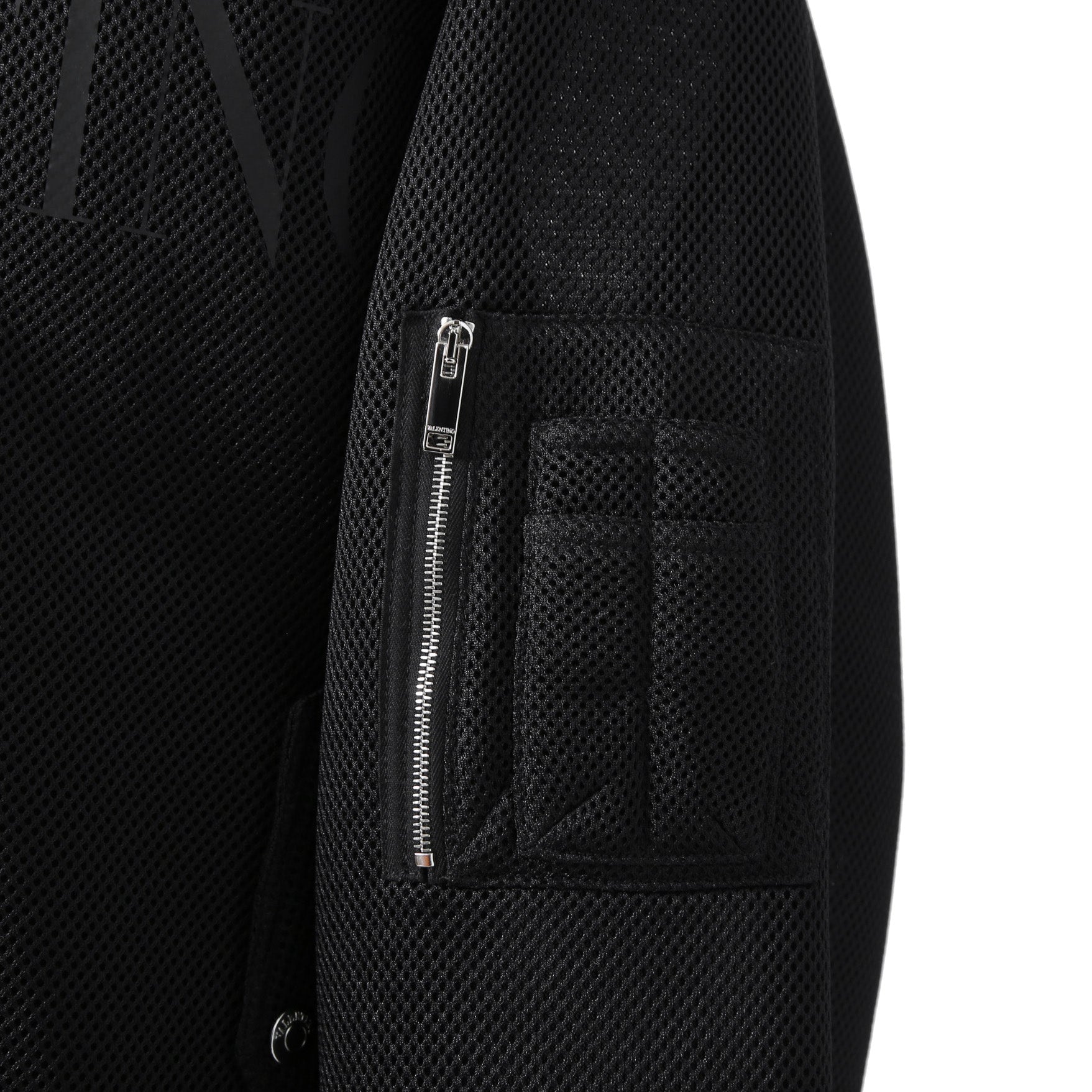 VALENTINO GARAVANI ヴァレンティノ ガラヴァーニ / 21AW 美品 ブラックメッシュ ロゴプリント ルーズフィット ボンバージャケット/ WV0CIK407VH / size 44 (BLACK)