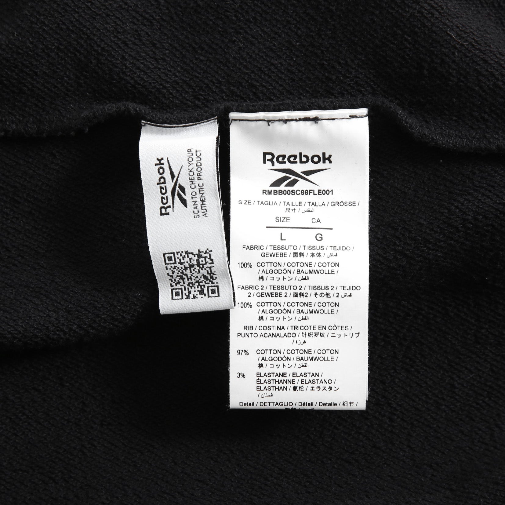 11 BY BORIS BIDJAN SABERI x Reebok LTD / 255SS 美品 CONSTRUCTED SWEAT HOODIE / size L (BLACK)