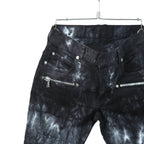 BALMAN PARIS バルマン パリ / タイダイ染め ストレッチ バイカー デニム / スキニーパンツ / size 28 (BLACK)