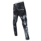 BALMAN PARIS バルマン パリ / タイダイ染め ストレッチ バイカー デニム / スキニーパンツ / size 28 (BLACK)