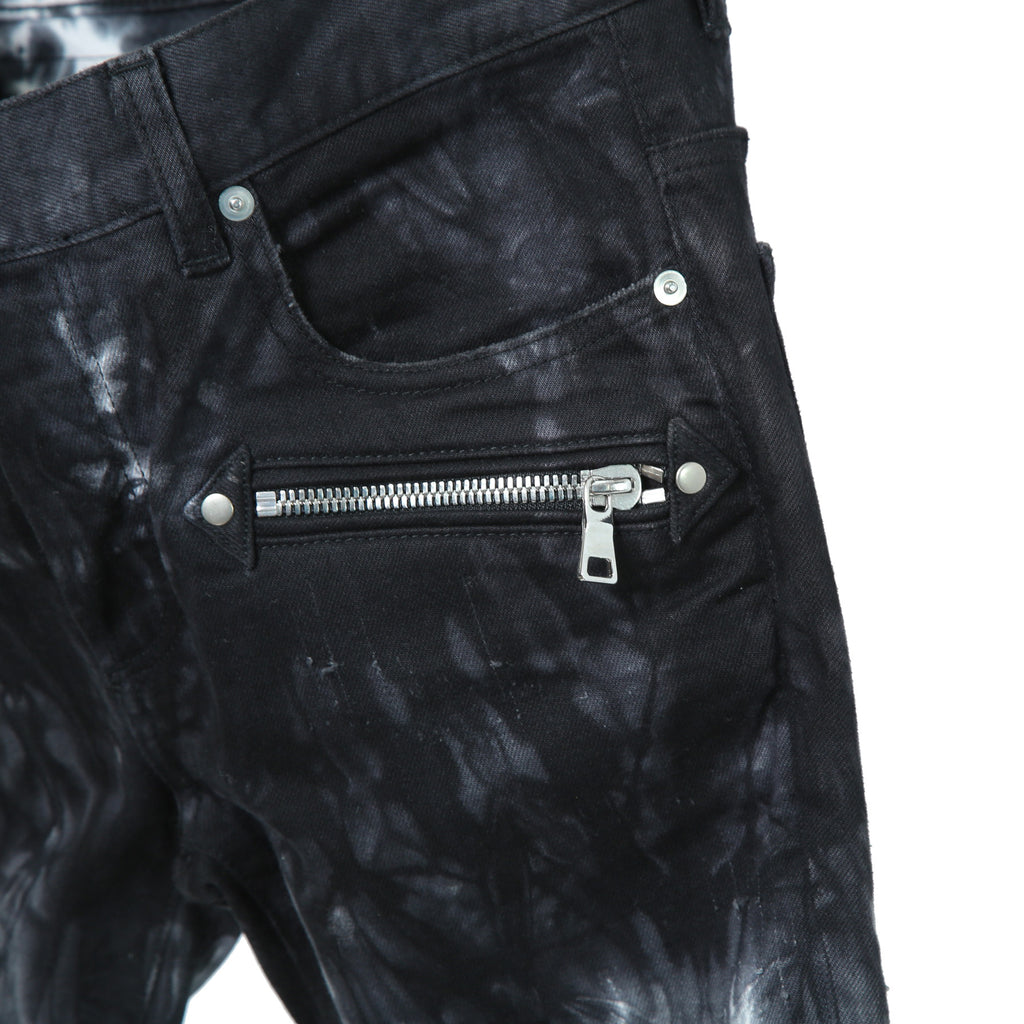BALMAN PARIS バルマン パリ / タイダイ染め ストレッチ バイカー デニム / スキニーパンツ / size 28 (BLACK)