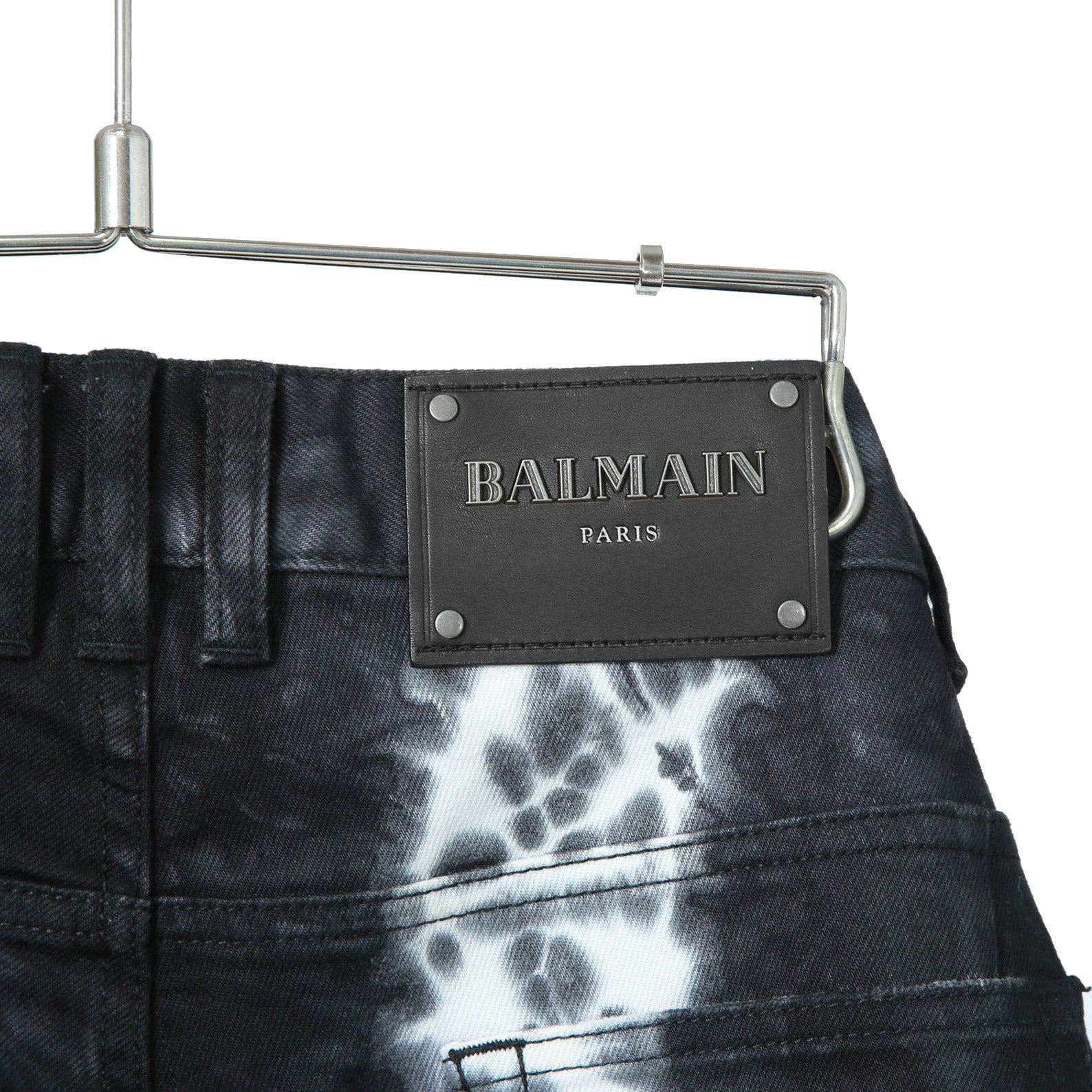 BALMAN PARIS バルマン パリ / タイダイ染め ストレッチ バイカー デニム / スキニーパンツ / size 28 (BLACK)