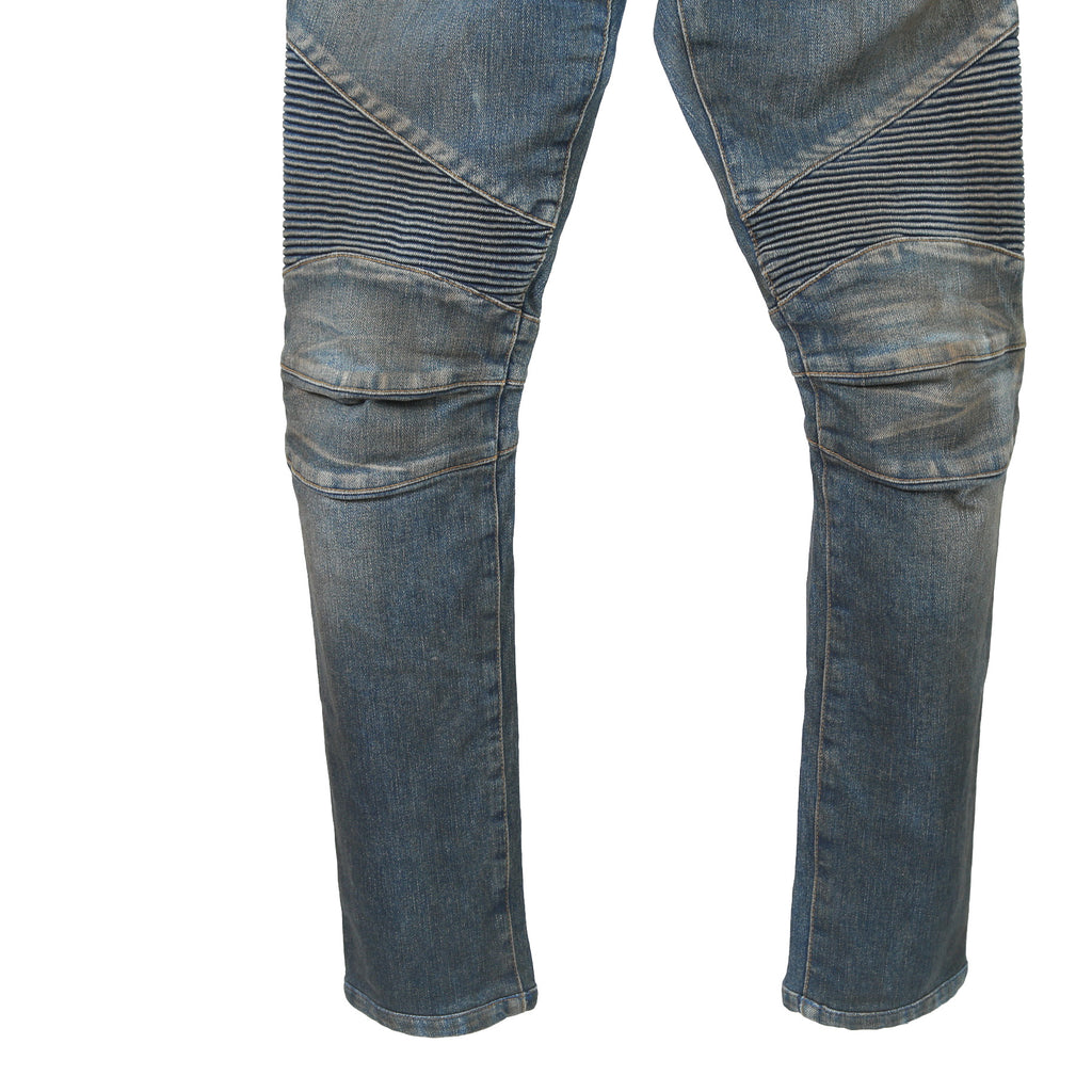 BALMAN バルマン / 蛇腹 バイカー ダメージ加工 デニム パンツ / スキニー / size 29 (BLACK)