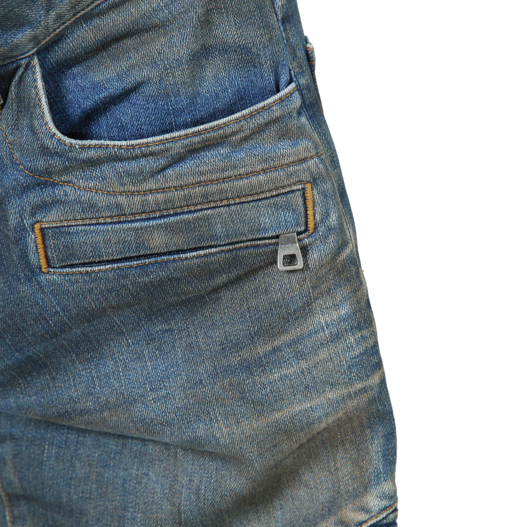 BALMAN バルマン / 蛇腹 バイカー ダメージ加工 デニム パンツ / スキニー / size 29 (BLACK)