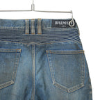 BALMAN バルマン / 蛇腹 バイカー ダメージ加工 デニム パンツ / スキニー / size 29 (BLACK)