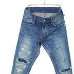STRUM ストラム / 美品 22AW 12.5oz オーガニックコットン ストレッチデニム TIGHT JOE タイトストレート クラッシュ + リペア / size 30 (INDIGO)
