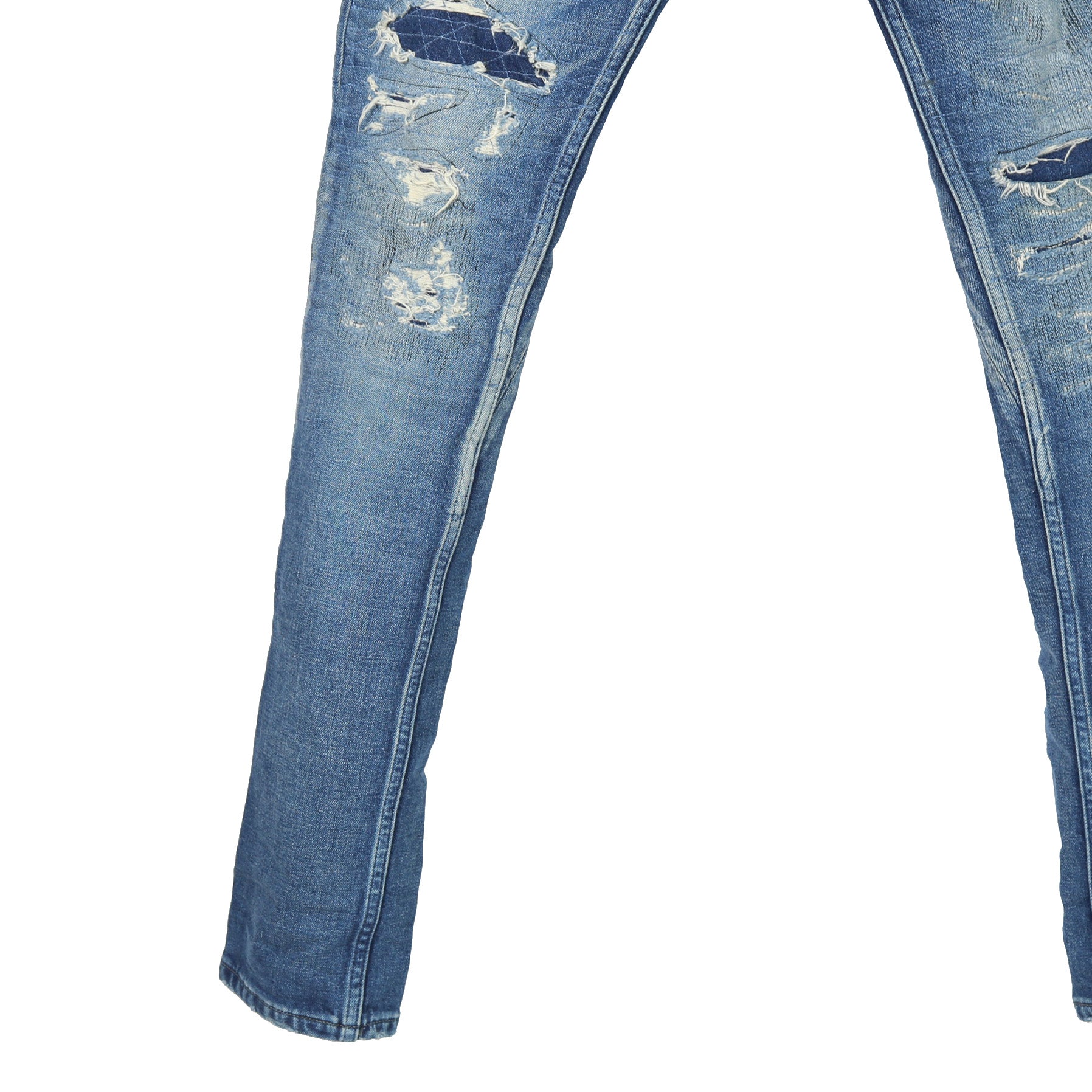 STRUM ストラム / 美品 22AW 12.5oz オーガニックコットン ストレッチデニム TIGHT JOE タイトストレート クラッシュ + リペア / size 30 (INDIGO)