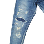STRUM ストラム / 美品 22AW 12.5oz オーガニックコットン ストレッチデニム TIGHT JOE タイトストレート クラッシュ + リペア / size 30 (INDIGO)