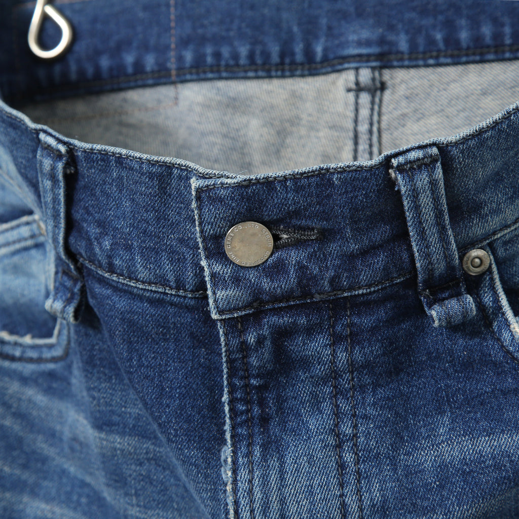 STRUM ストラム / 美品 22AW 12.5oz オーガニックコットン ストレッチデニム TIGHT JOE タイトストレート クラッシュ + リペア / size 30 (INDIGO)