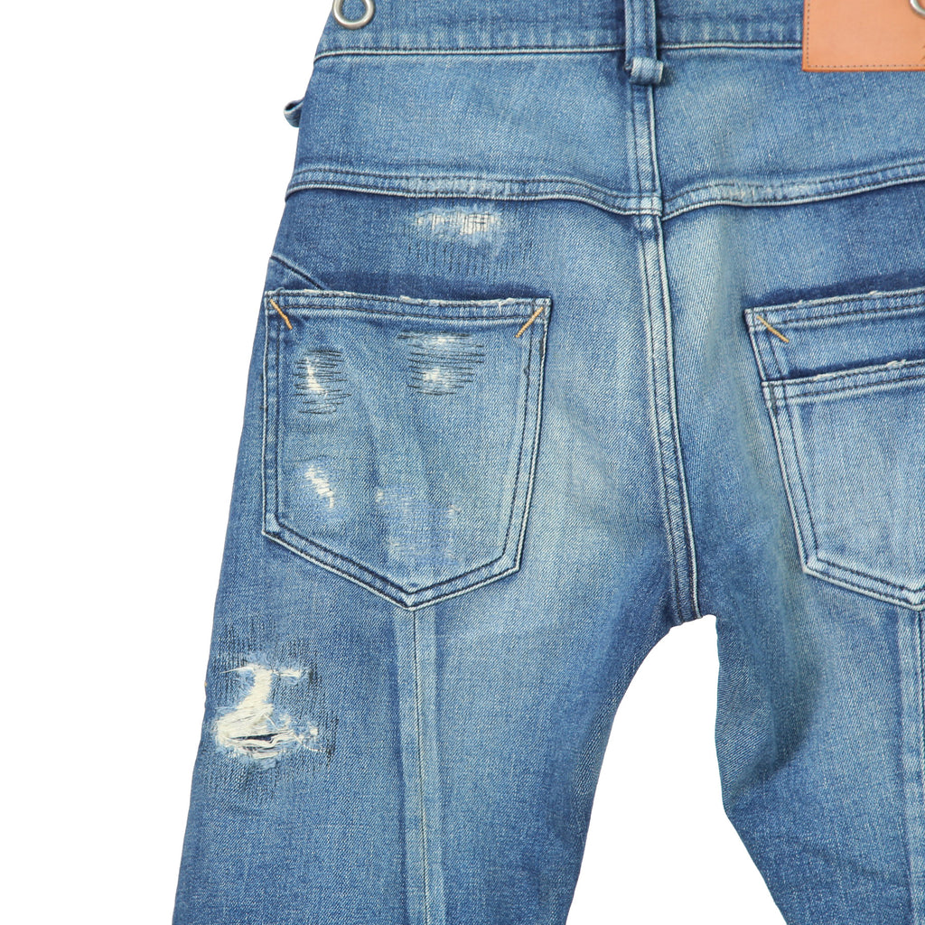 STRUM ストラム / 美品 22AW 12.5oz オーガニックコットン ストレッチデニム TIGHT JOE タイトストレート クラッシュ + リペア / size 30 (INDIGO)