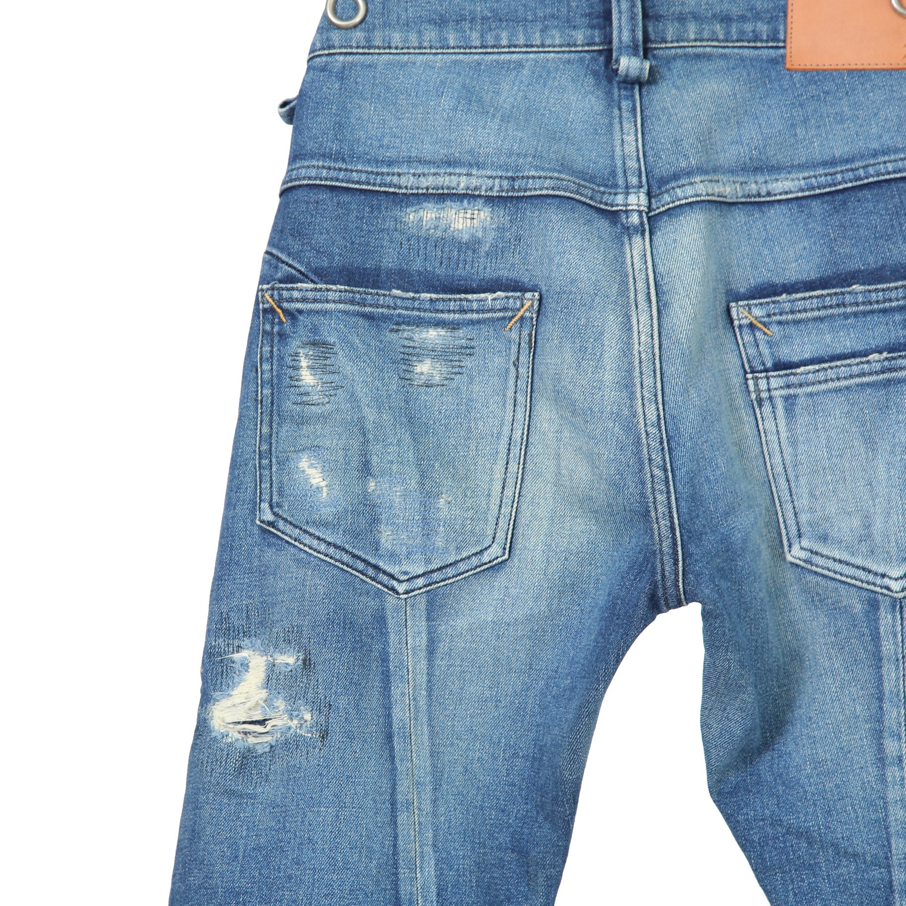 STRUM ストラム / 美品 22AW 12.5oz オーガニックコットン ストレッチデニム TIGHT JOE タイトストレート クラッシュ + リペア / size 30 (INDIGO)