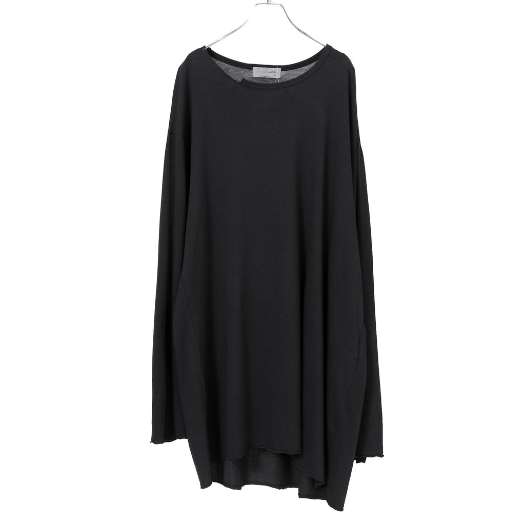 新品 Yohji Yamamoto Pour Homme ヨウジヤマモト / 24SS ウール混天竺 スリット入り 長袖Tシャツ / size 3 (BLACK)