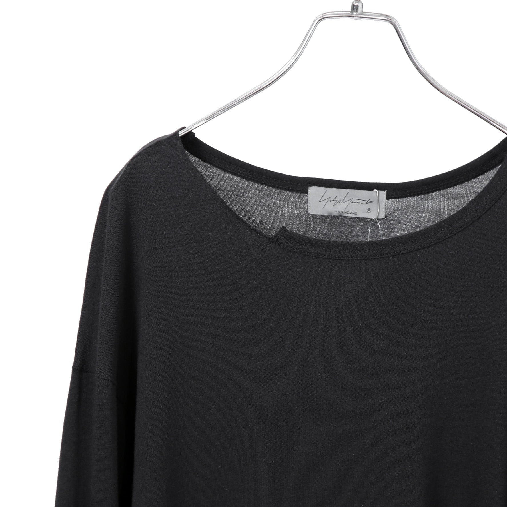 新品 Yohji Yamamoto Pour Homme ヨウジヤマモト / 24SS ウール混天竺 スリット入り 長袖Tシャツ / size 3 (BLACK)