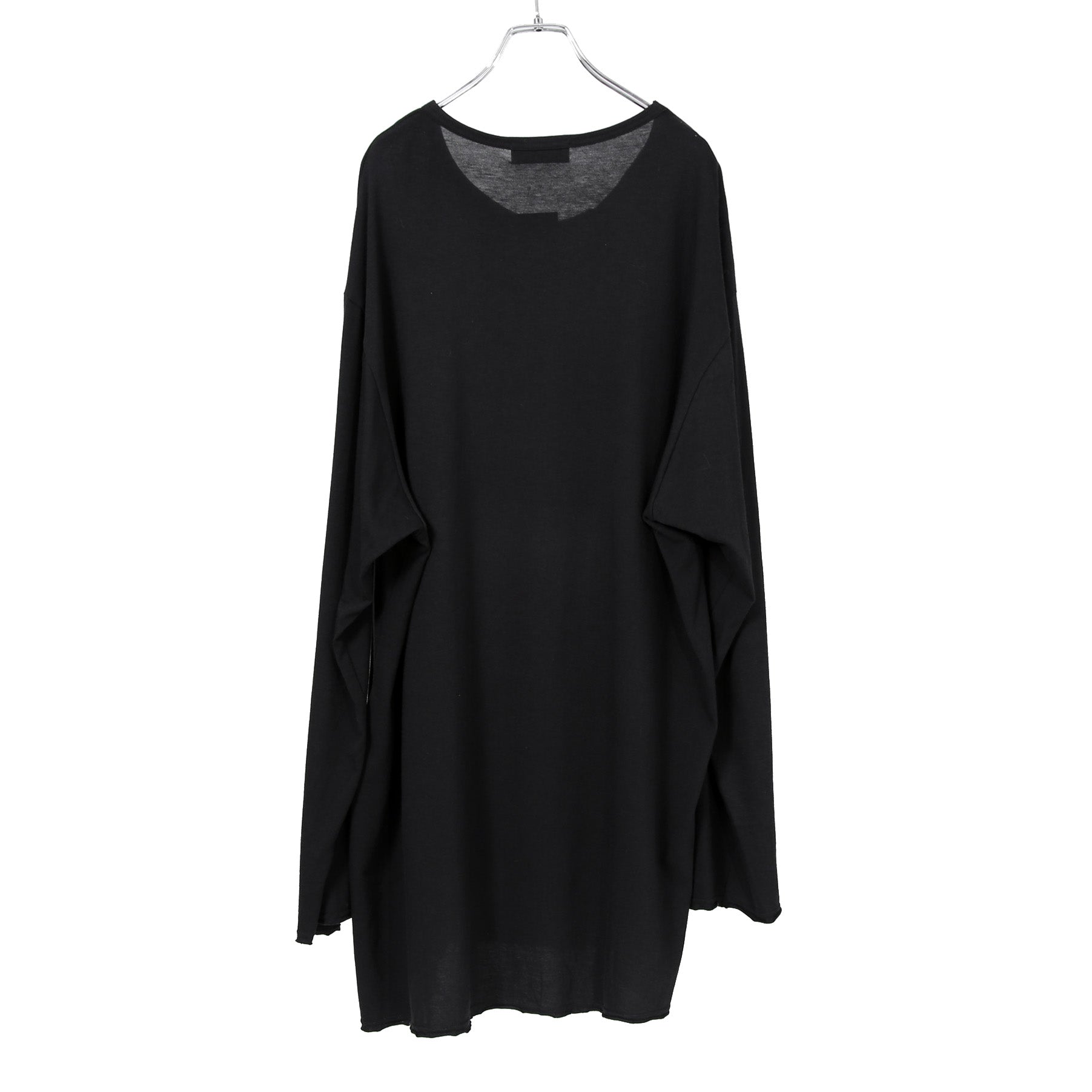 新品 Yohji Yamamoto Pour Homme ヨウジヤマモト / 24SS ウール混天竺 スリット入り 長袖Tシャツ / size 3 (BLACK)