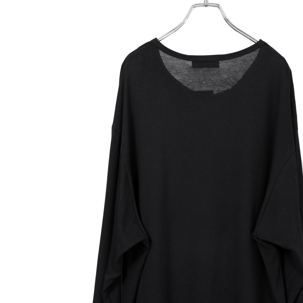 新品 Yohji Yamamoto Pour Homme ヨウジヤマモト / 24SS ウール混天竺 スリット入り 長袖Tシャツ / size 3 (BLACK)