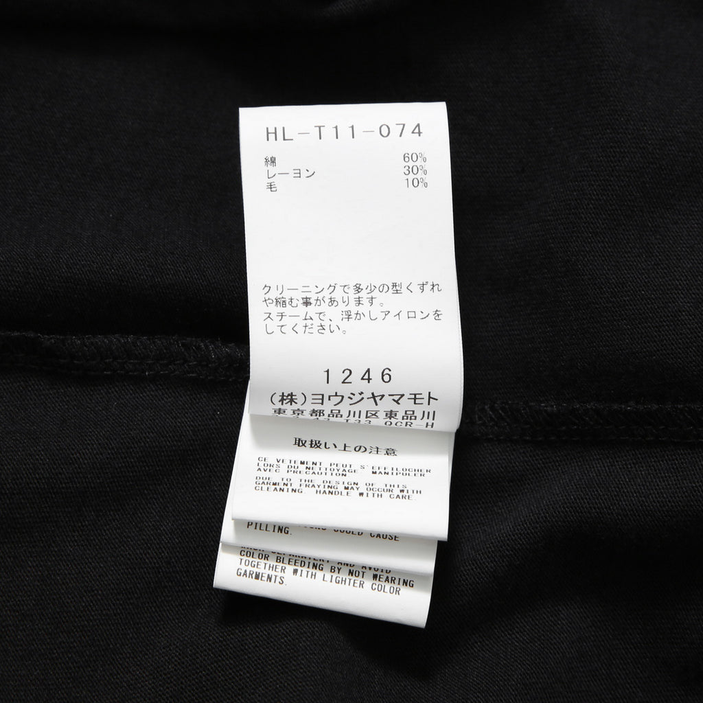 新品 Yohji Yamamoto Pour Homme ヨウジヤマモト / 24SS ウール混天竺 スリット入り 長袖Tシャツ / size 3 (BLACK)