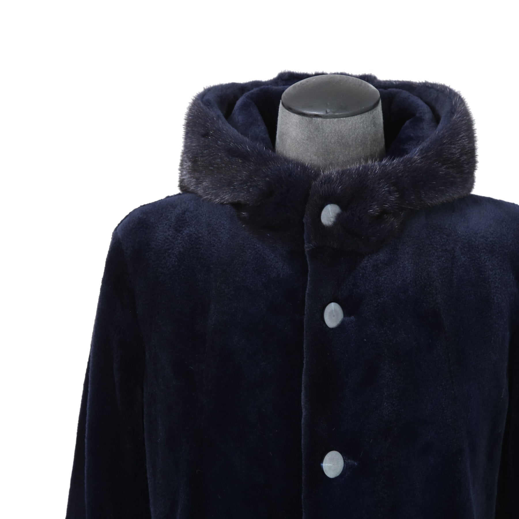 North Beach ノースビーチ / Mink Far Hooded Coat / NAVY