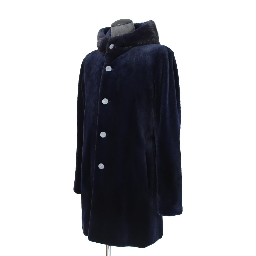 North Beach ノースビーチ / Mink Far Hooded Coat / NAVY