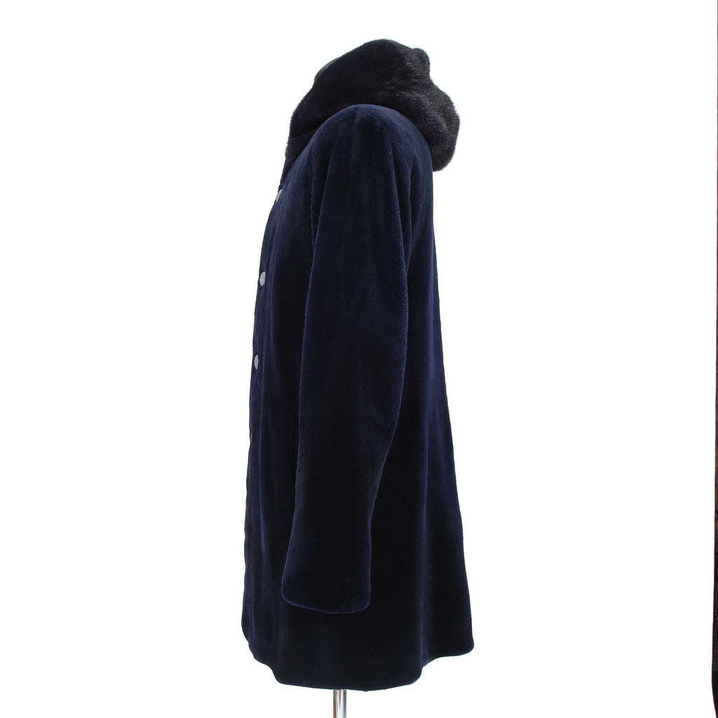 North Beach ノースビーチ / Mink Far Hooded Coat / NAVY