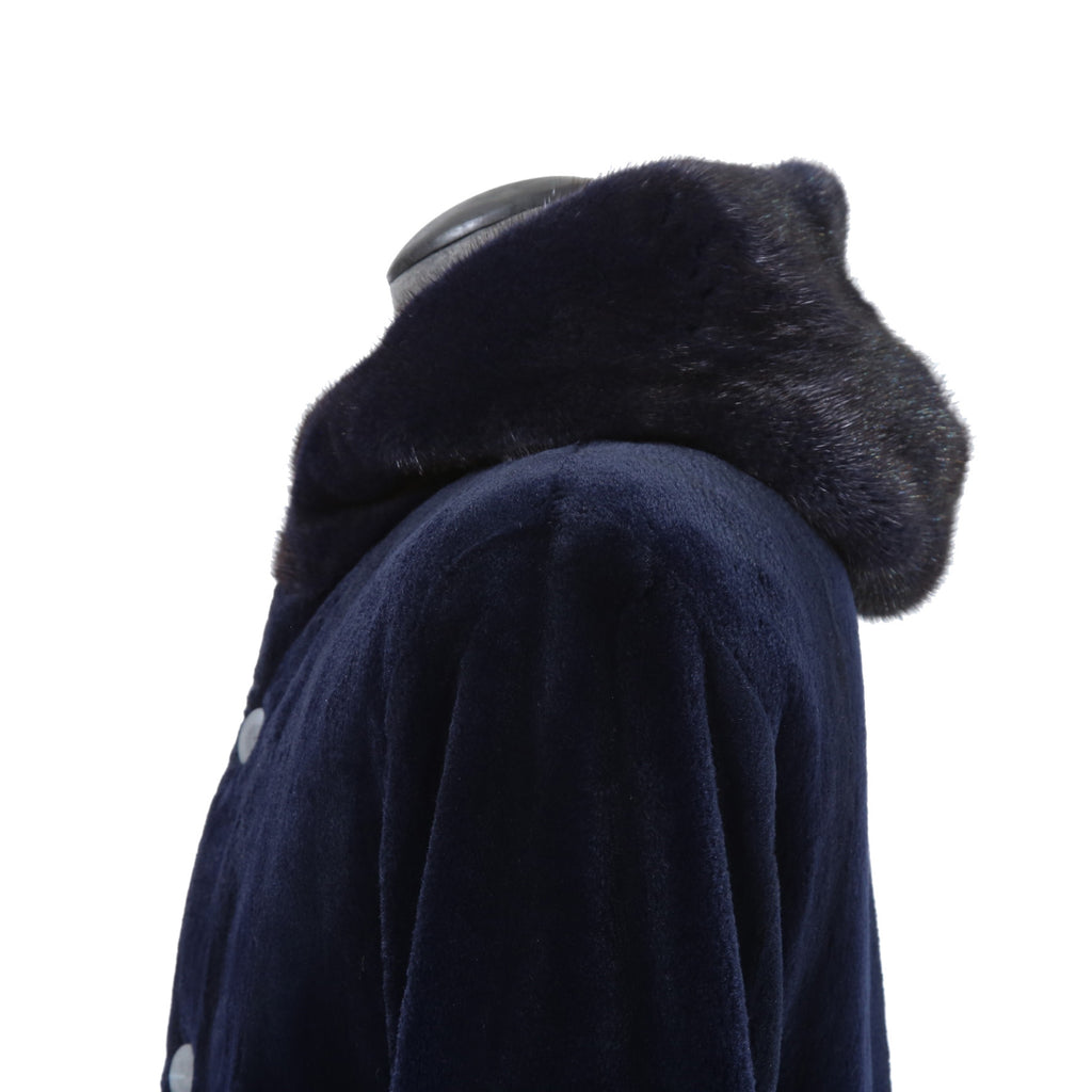 North Beach ノースビーチ / Mink Far Hooded Coat / NAVY