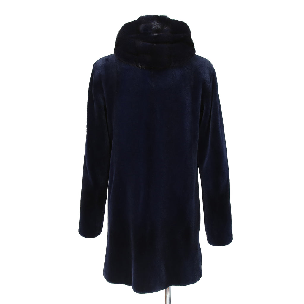 North Beach ノースビーチ / Mink Far Hooded Coat / NAVY
