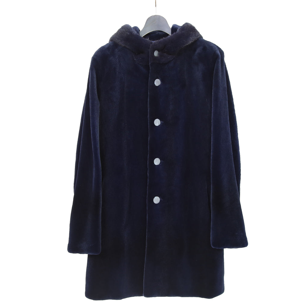 North Beach ノースビーチ / Mink Far Hooded Coat / NAVY