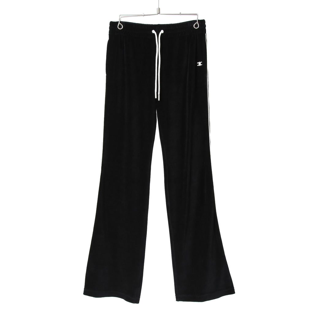CELINE セリーヌ / 美品 トリオンフ 刺繍 ベルベット トラックパンツ / ベロア ジャージ/  2Z350748Q / size S (BLACK)