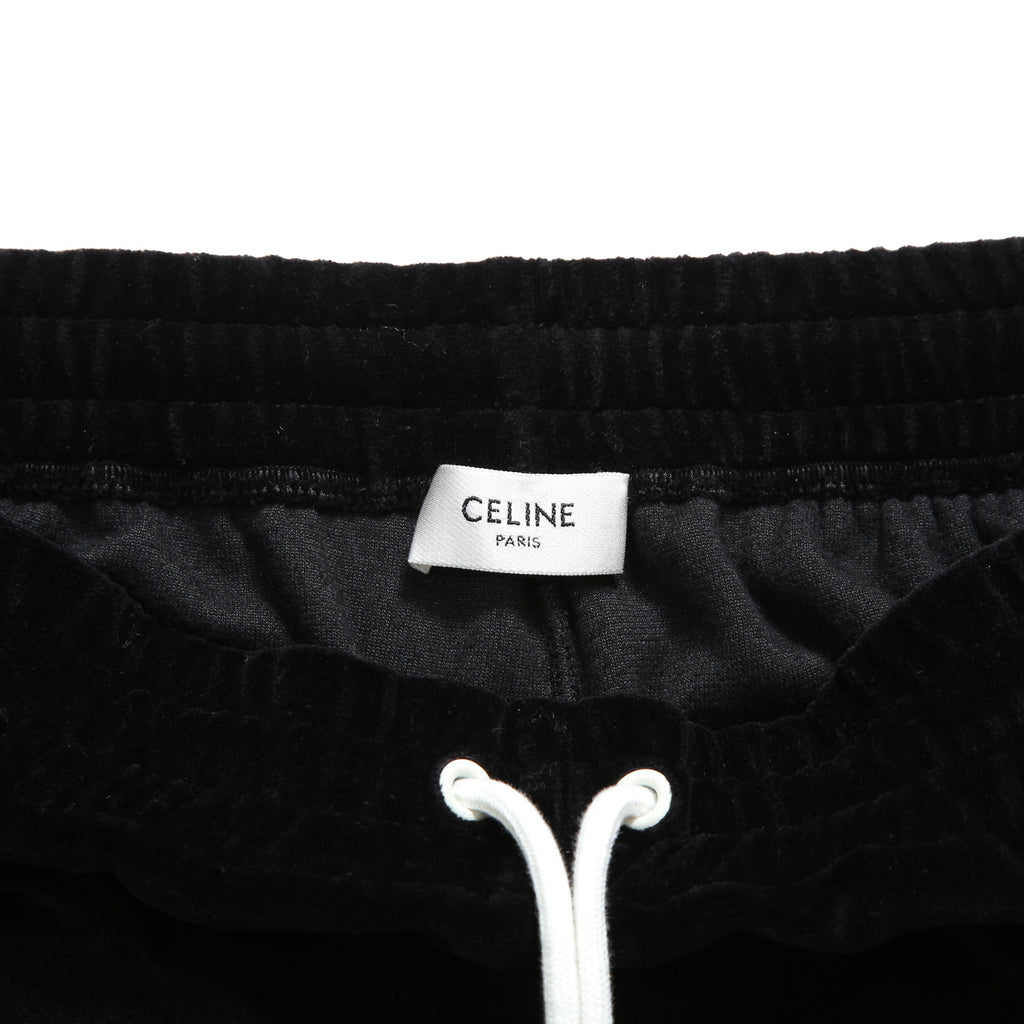 CELINE セリーヌ / 美品 トリオンフ 刺繍 ベルベット トラックパンツ / ベロア ジャージ/  2Z350748Q / size S (BLACK)