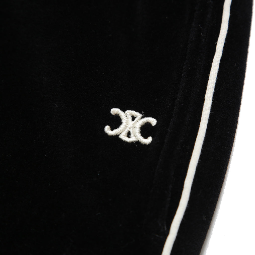 CELINE セリーヌ / 美品 トリオンフ 刺繍 ベルベット トラックパンツ / ベロア ジャージ/  2Z350748Q / size S (BLACK)