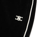 CELINE セリーヌ / 美品 トリオンフ 刺繍 ベルベット トラックパンツ / ベロア ジャージ/  2Z350748Q / size S (BLACK)