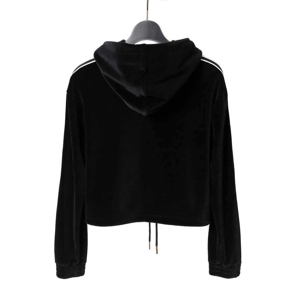 CELINE セリーヌ / 2024AW 美品 ロゴ パッチ ベルベット プルオーバー パーカー / ベロア 長袖 / 2Y12C748Q  / size M (BLACK)