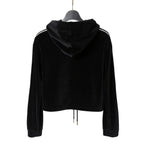 CELINE セリーヌ / 2024AW 美品 ロゴ パッチ ベルベット プルオーバー パーカー / ベロア 長袖 / 2Y12C748Q  / size M (BLACK)