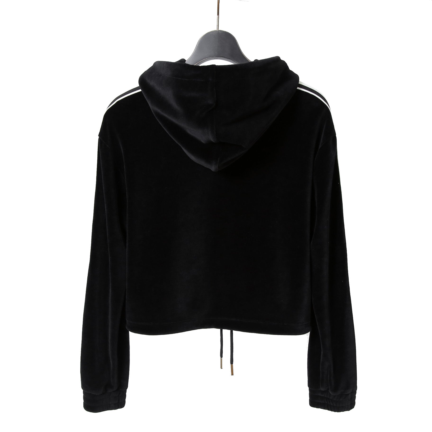 CELINE セリーヌ / 2024AW 美品 ロゴ パッチ ベルベット プルオーバー パーカー / ベロア 長袖 / 2Y12C748Q  / size M (BLACK)