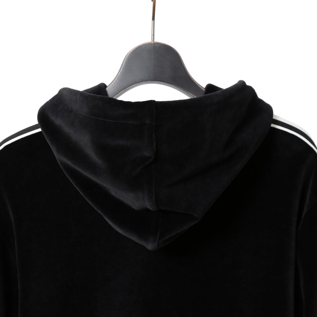 CELINE セリーヌ / 2024AW 美品 ロゴ パッチ ベルベット プルオーバー パーカー / ベロア 長袖 / 2Y12C748Q  / size M (BLACK)