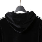 CELINE セリーヌ / 2024AW 美品 ロゴ パッチ ベルベット プルオーバー パーカー / ベロア 長袖 / 2Y12C748Q  / size M (BLACK)