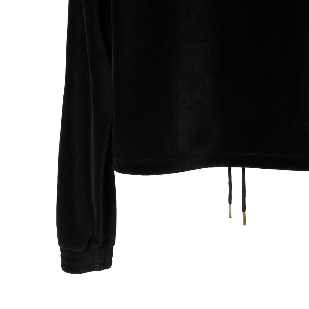 CELINE セリーヌ / 2024AW 美品 ロゴ パッチ ベルベット プルオーバー パーカー / ベロア 長袖 / 2Y12C748Q  / size M (BLACK)