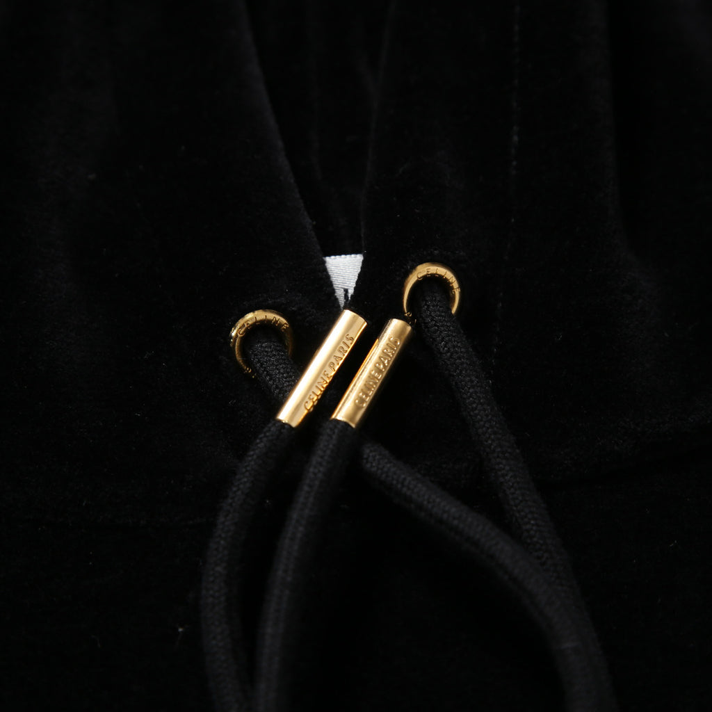 CELINE セリーヌ / 2024AW 美品 ロゴ パッチ ベルベット プルオーバー パーカー / ベロア 長袖 / 2Y12C748Q  / size M (BLACK)